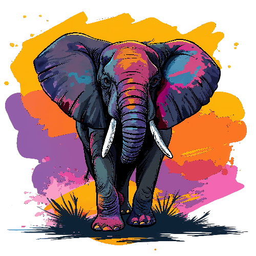 Colorful Elephant Art with Soft Watercolor Background POD Design