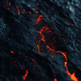 Molten Lava Flow on Volcanic Terrain