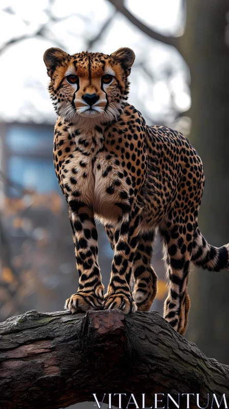 AI ART Elegant Cheetah on a Log