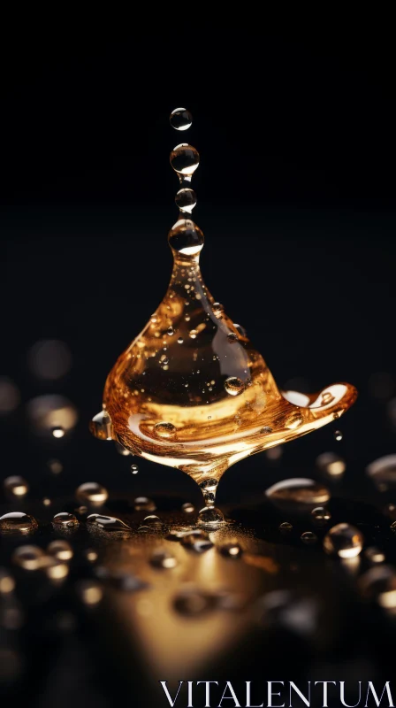 Detailed Oil Droplets on Gold Backdrop AI Image
