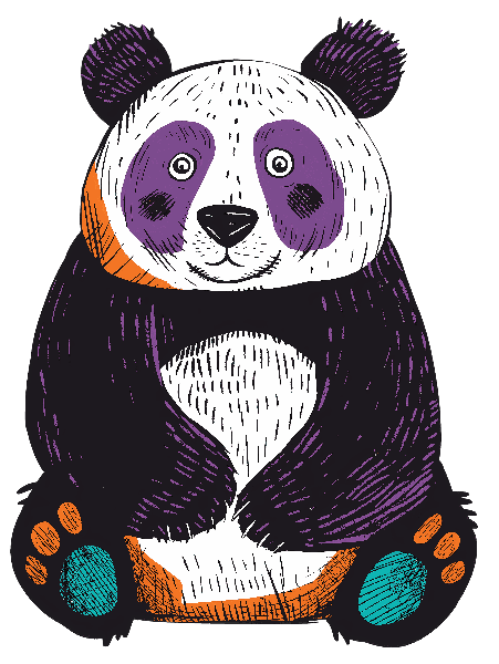 Playful Panda Illustration for Apparel POD Design