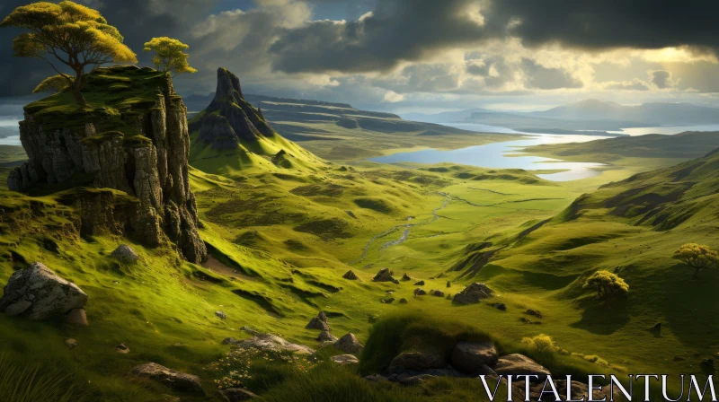 Enchanting Realm: Nature's Energy in a Scottish Landscape AI Image