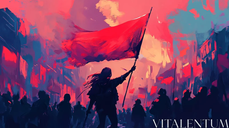 AI ART Red Flag Protest Artwork