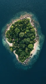 Bird's Eye View of Green Island Encircled by Clear Waters