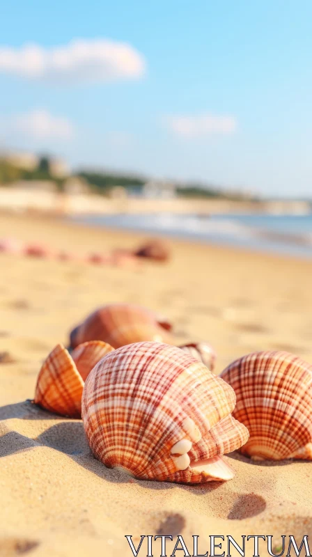 Mediterranean-Inspired Beachscape with Sea Shells and Ferrania P30 Essence AI Image
