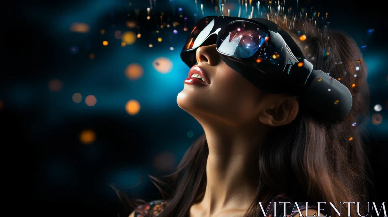 Virtual Reality Girl in Cosmic Fantasy - Pop Art Style AI Image