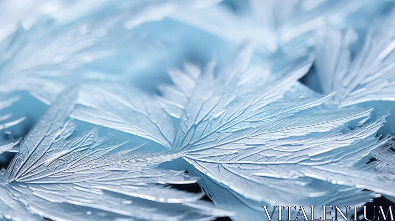 Wintry Frost Leaves: Atmospheric Abstraction and Nature Photography AI Image