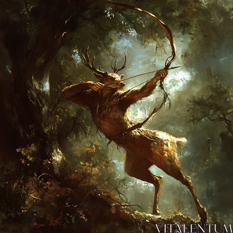 AI ART Forest Archer: A Deer-Humanoid Hybrid