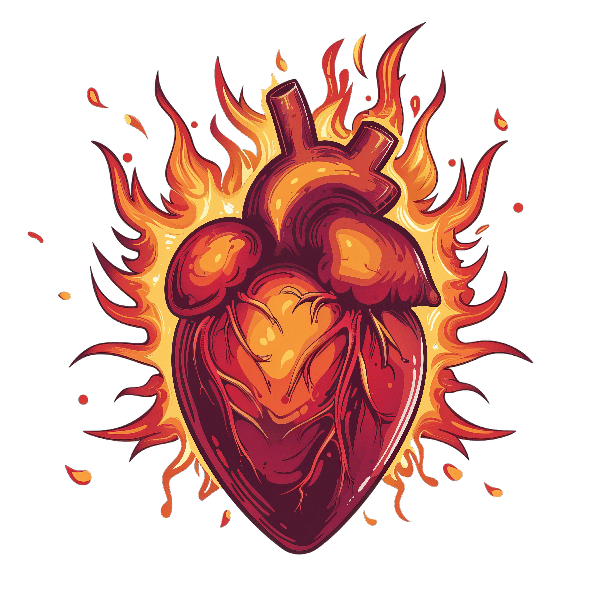 Heart in Flames T-Shirt Art POD Design