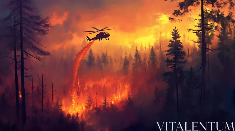 Helicopter Battling Forest Blaze AI Image