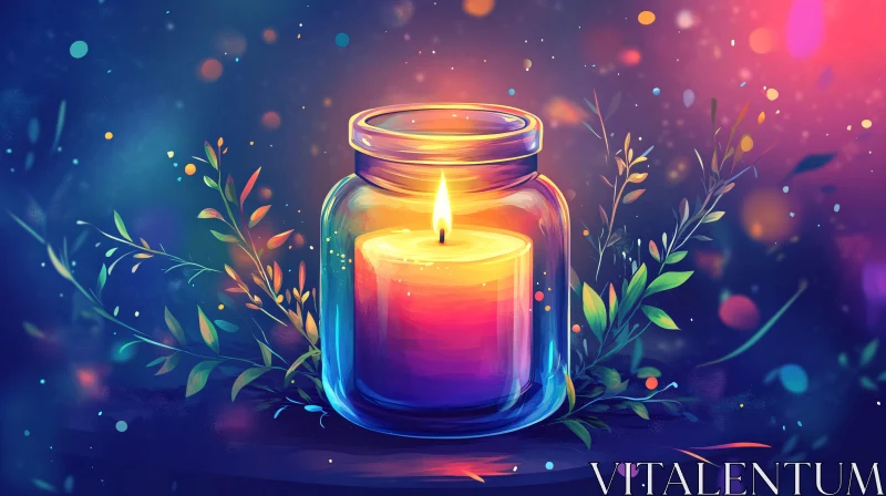 Candlelight Serenity in Glass Jar AI Image