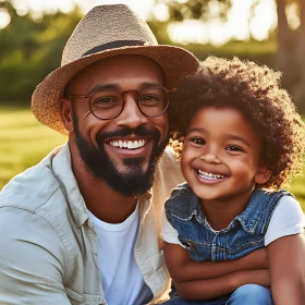 Smiling Father and Daughter Moment