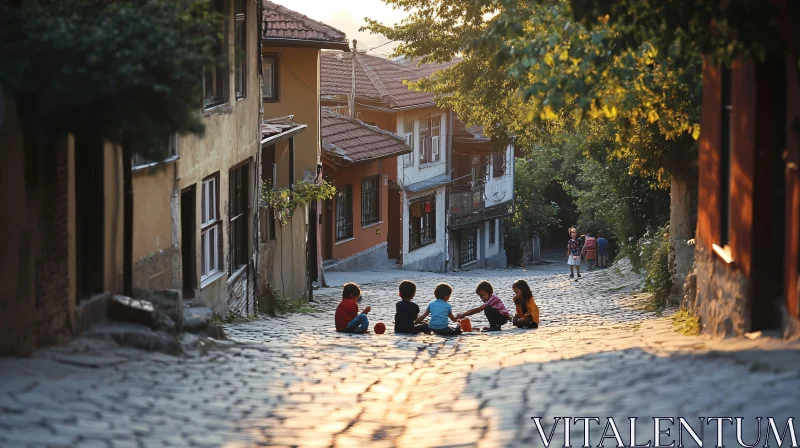 Children enjoying time on the street AI Image