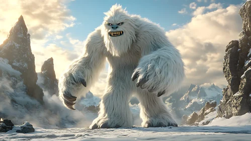 Fearsome Yeti Portrait in Winter Wilderness