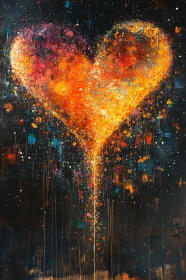 Colorful Abstract Heart on Dark Background