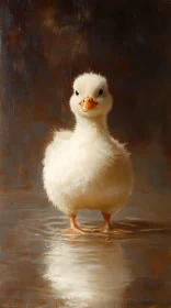 Fluffy Duckling with Reflection