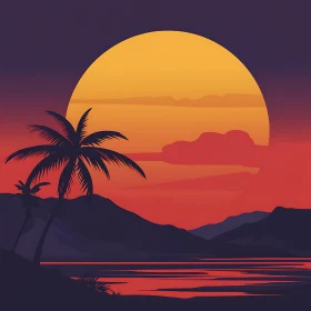 Tropical Sunset Silhouette