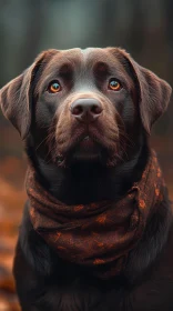 Labrador Portrait with Autumn Scarf