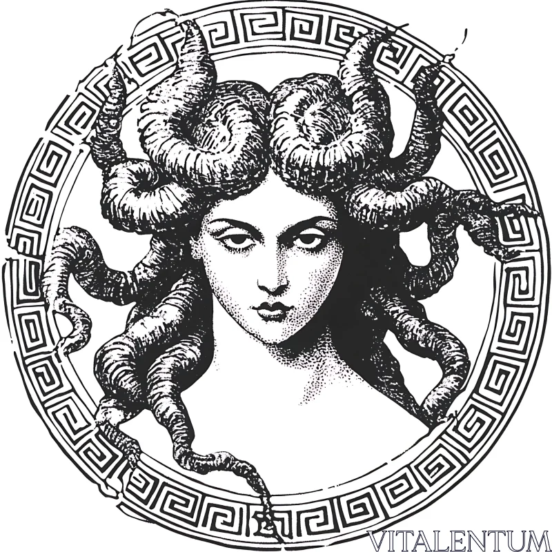 Serpentine Portrait of the Gorgon Medusa AI Image