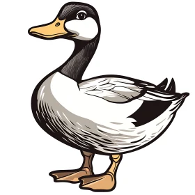 Stylized Duck Cartoon with Clean Lines