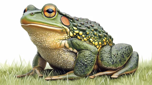 Vivid Green and Yellow Frog in Grass