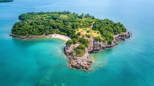 Tropical Island Landscape with Beach and Cliffs