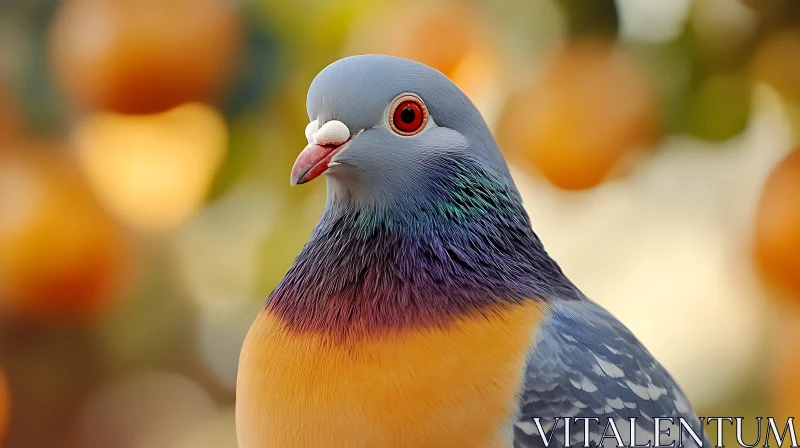 Colorful Pigeon with Red Eyes AI Image