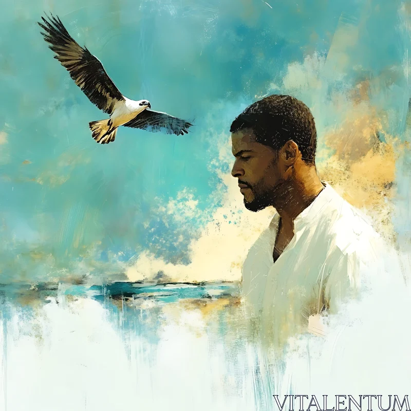 Portrait of Man with Eagle AI Image