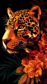 Wild Leopard Amidst Colorful Jungle Blooms