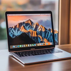 High-End Laptop with Stunning Mountain Display