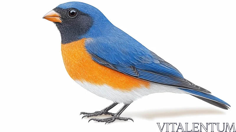 Colorful Bird with Blue and Orange Feathers AI Image