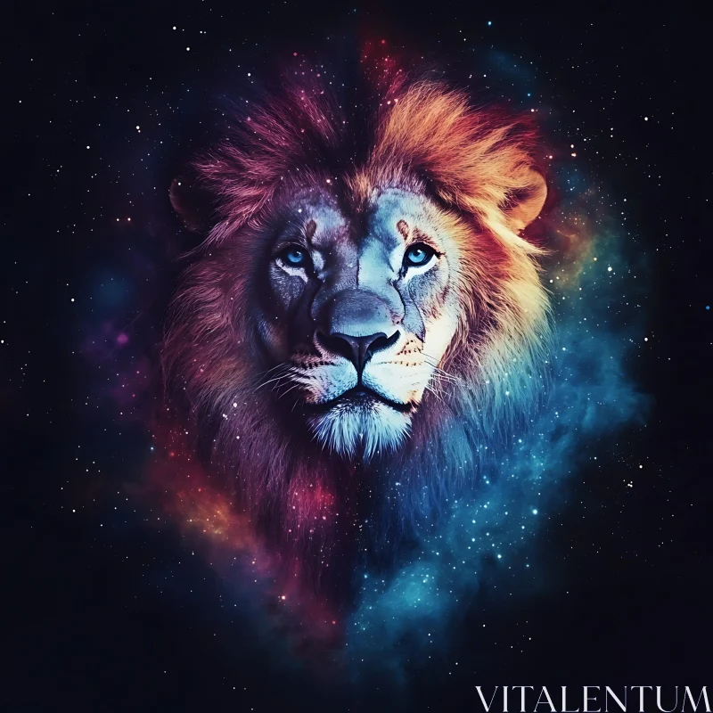 AI ART Lion in Galaxy