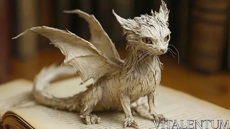 Feline Dragon Paper Art AI Image