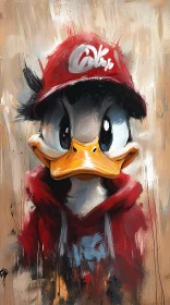 Duck Character in Hoodie and Cap