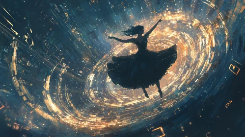 Dancing Silhouette in Abstract Portal