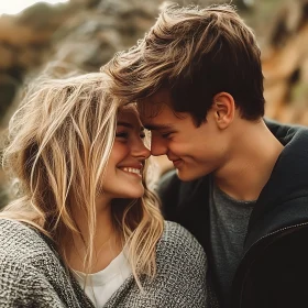Romantic Encounter: A Couple's Tender Moment