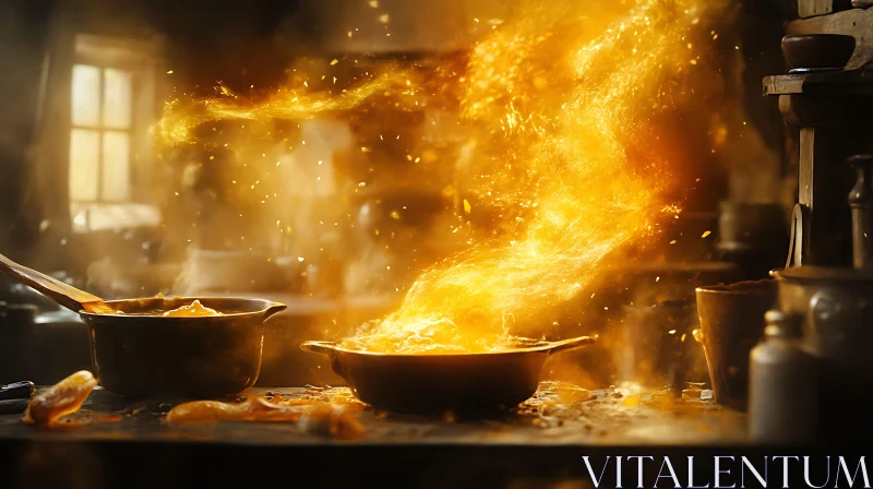 Culinary Fire Explosion AI Image