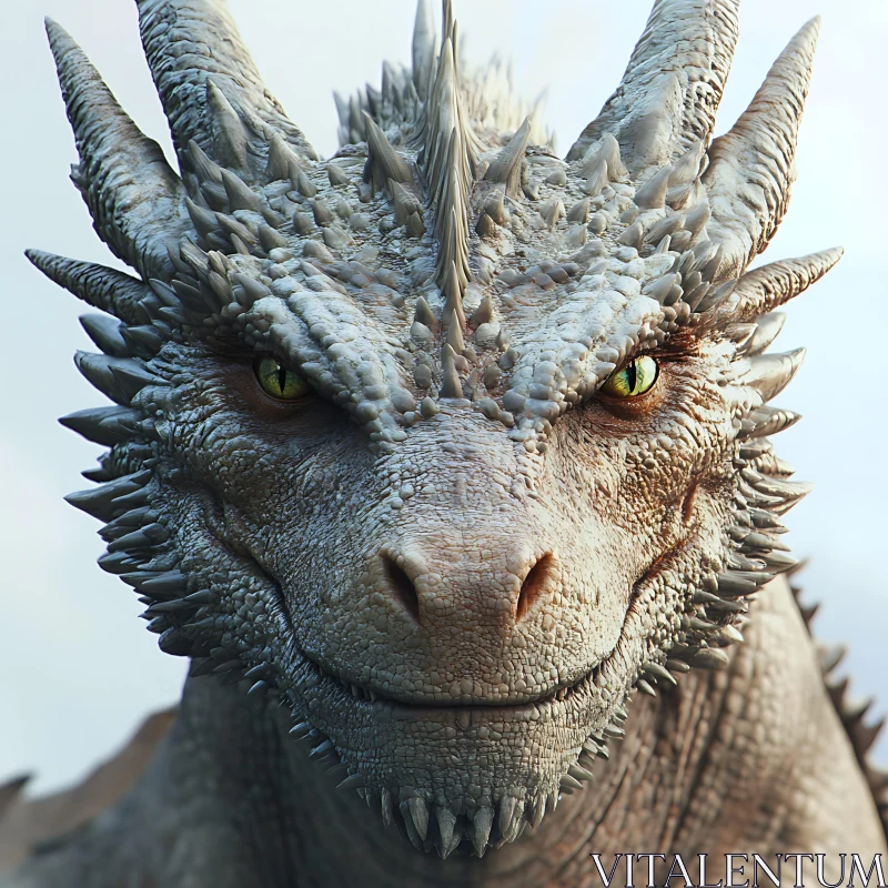 AI ART Detailed Dragon Face with Green Eyes