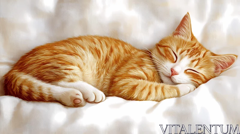 Peaceful Ginger Cat in Slumber AI Image