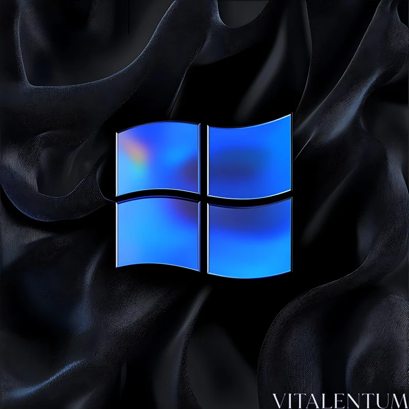 Abstract Dark Fabric with Blue Window Logo AI Image