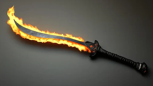 Enchanted Fire Sword with Curved Blade