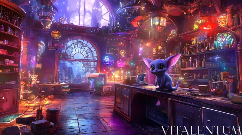 AI ART Enchanting Laboratory Scene with Cute Creature