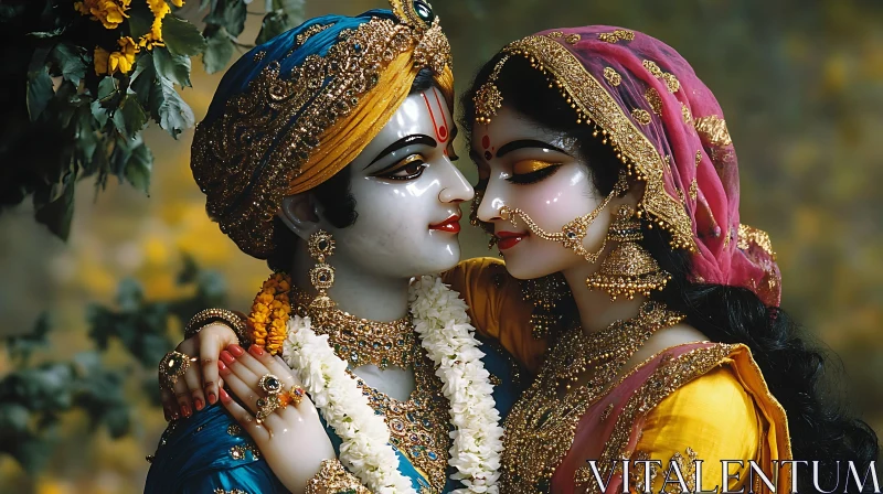 Sacred Union: Hindu Gods in Love AI Image