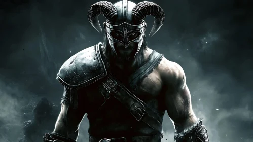 Armored Warrior with Horned Helmet