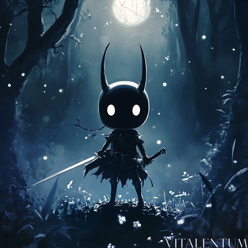 Knight Under the Moonlight AI Image