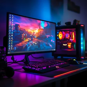 High-Tech Gaming Desk with RGB Glow