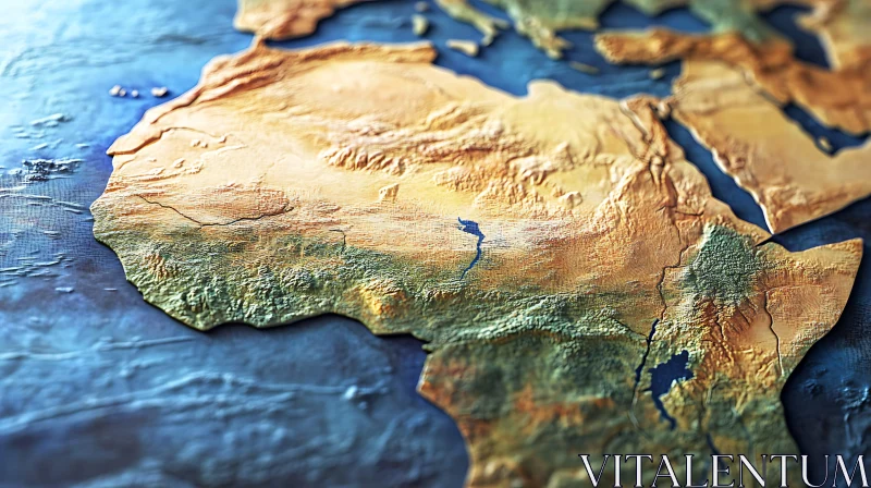 AI ART Textured Africa Continent Relief Map