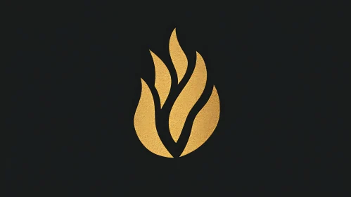 Elegant Gold Flame Emblem on Dark Canvas