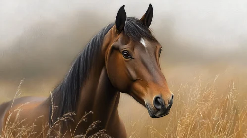 Graceful Horse in Golden Grasses