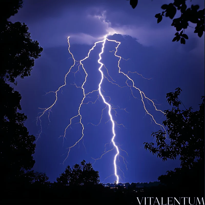 Lightning Strike at Night AI Image